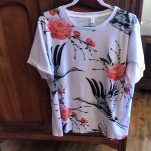 T-shirt with beautiful crane and peonies on it